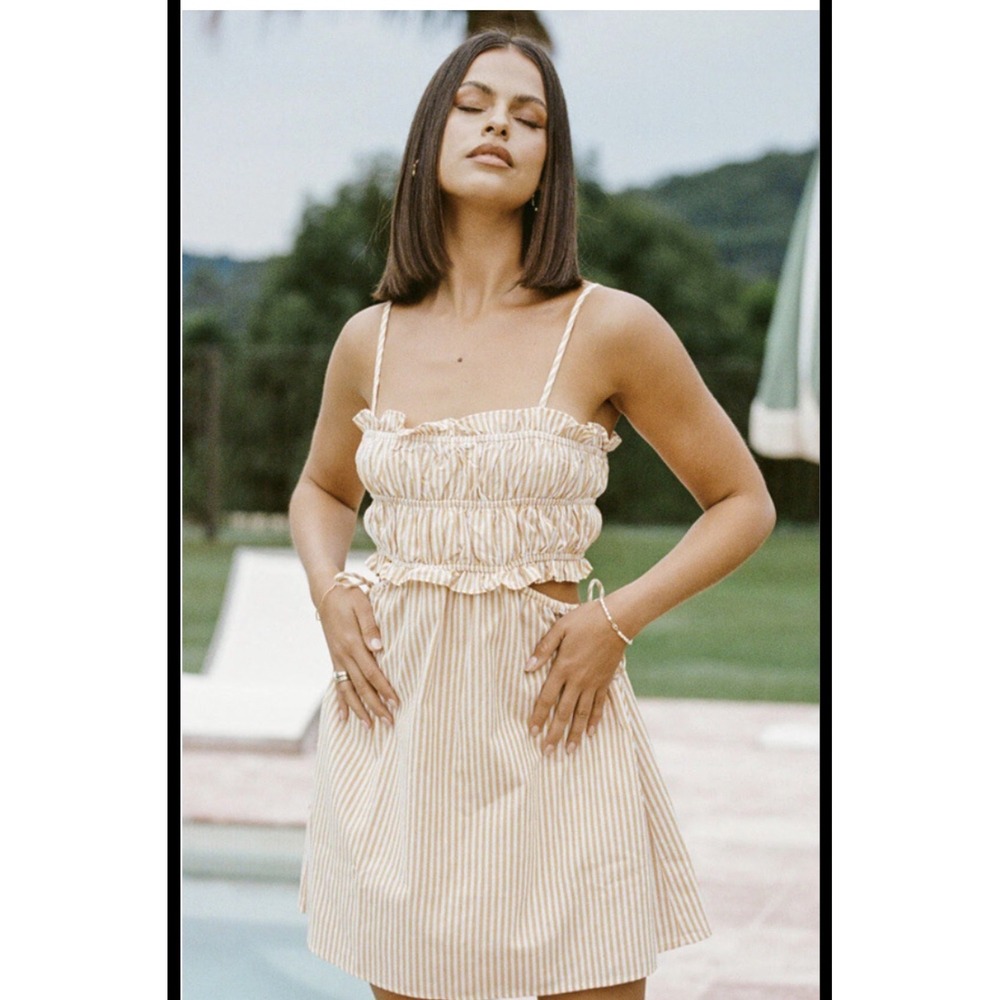 Sabo Lucy Smocked Cutout Mini Dress XS Size 2 boho beach coastal festival